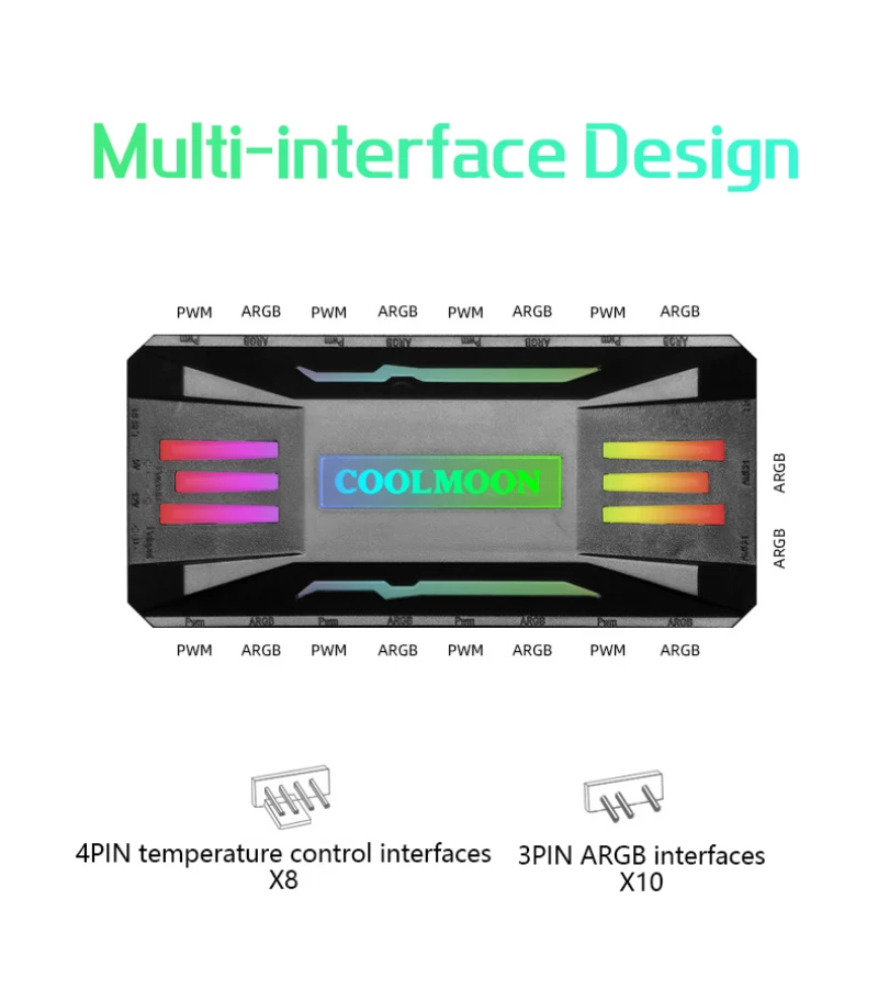 

New 4Pin PWM Cooling Fan 5V 3Pin ARGB RGB Controller Household Computer Safety Parts For COOLMOON PC Case Chassis Accessories