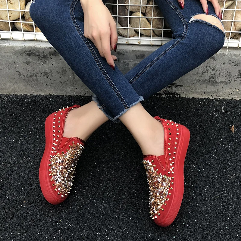 Женские замшевые туфли на платформе блестящие кроссовки с круглым носком без