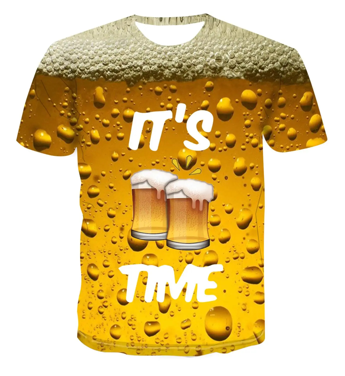 

2021New beer foam printed men's T-shirt European American explosions round neck loose comfortable 3D short sleeve fashion T-shir