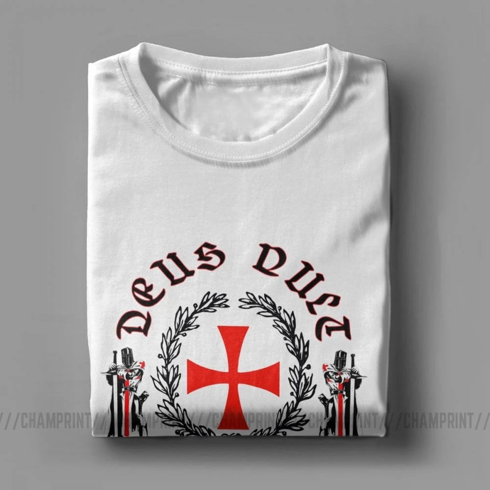 Потрясающая футболка Knights Templar Deus Vult Мужская из чистого хлопка с вырезом лодочкой