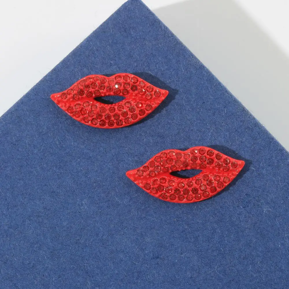 Серьги гвоздики Neoglory с красными кристаллами для женщин антиаллергенные