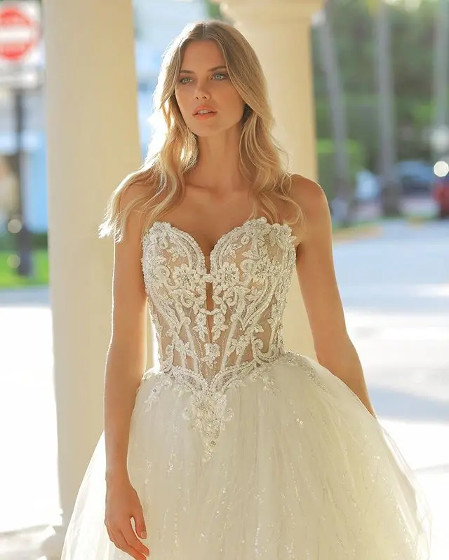 Романтические свадебные платья трапециевидной формы с открытой спиной 2019