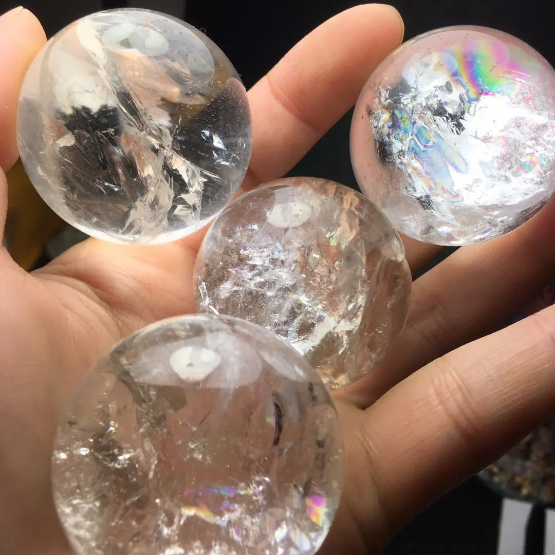

Natural white crystal ball ornaments rainbow colorful s to play with energy stone
