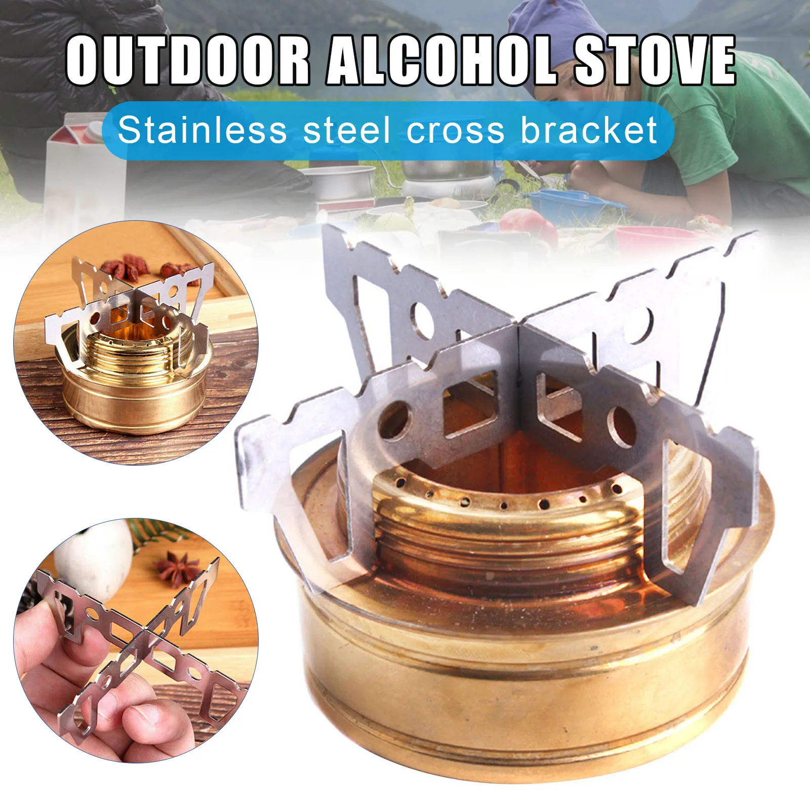 

Outdoor Camping Alcohol Stove Stent Pot Burner Bracket Holder with Cross THIN889