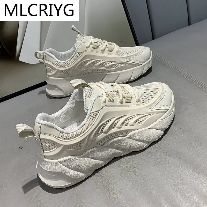 

New Women Shoes 2021 Spring Women's Vulcanized Shoes Lace Up Platform Sneakers Fashion Mesh Breathable Women's Casual Shoes