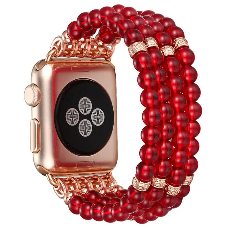 Браслет из агатовых бусин и жемчуга для Apple Watch Series 5 4 3 2 1 ремешок iWatch женский часов