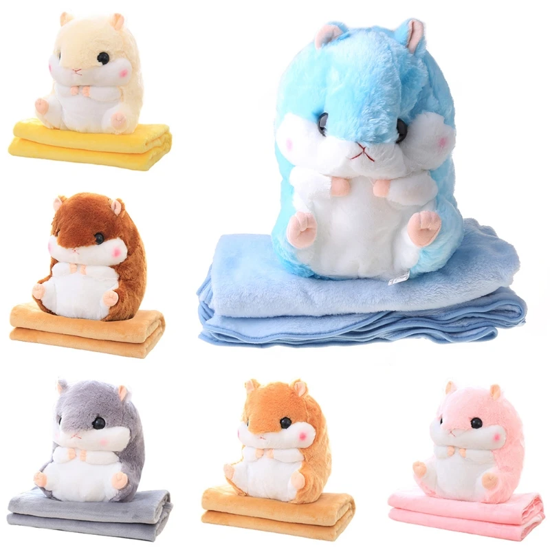 

P15C Office Lunch Break Cute Hamster Pillow Blanket Multifunctional Combination