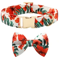 personalized dog collar bowknot belt set medium flower velvet belt size dog collar customized pet dog id