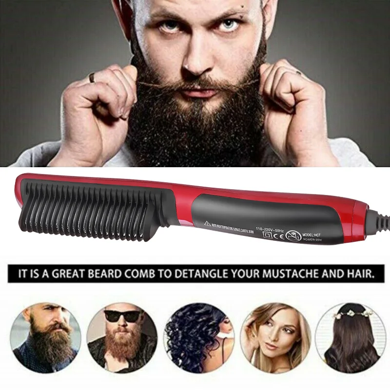 

Multifunctional Hair Comb Men's Quick Beard Brush Straightener Curling Curler Straightener Hair Curly Beauty Hair Styler Tool