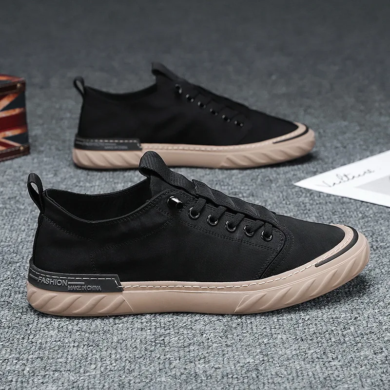 

Men Vulcanized Shoes Mesh Breathable Sneakers Khaki Gray Fabric Shoes All Match Men Cozy Jogging Shoes Lightweight Hiking Shoes