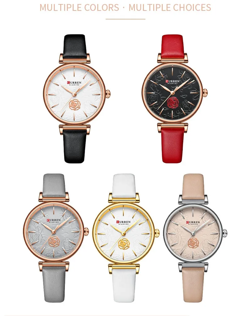 Часы CURREN женские водонепроницаемые брендовые Роскошные красные наручные с