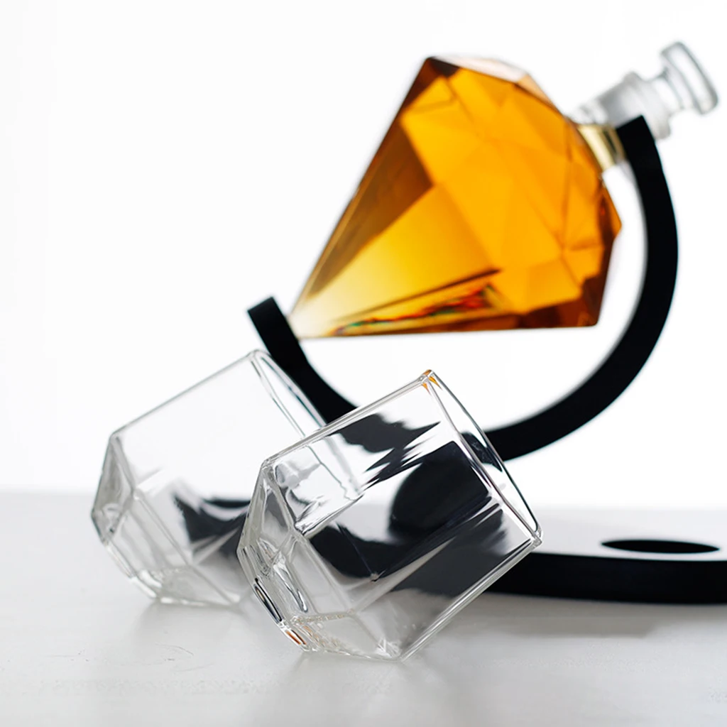 

Exquisite Diamond Shaped Decanter w/ Diamond Glasses for Vodka Anniversary Gifts