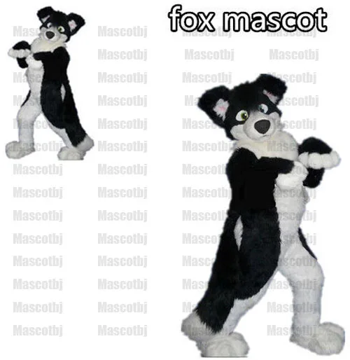 Оригинальный меховой костюм Новинка H8 черный пушистый хаски собака волк