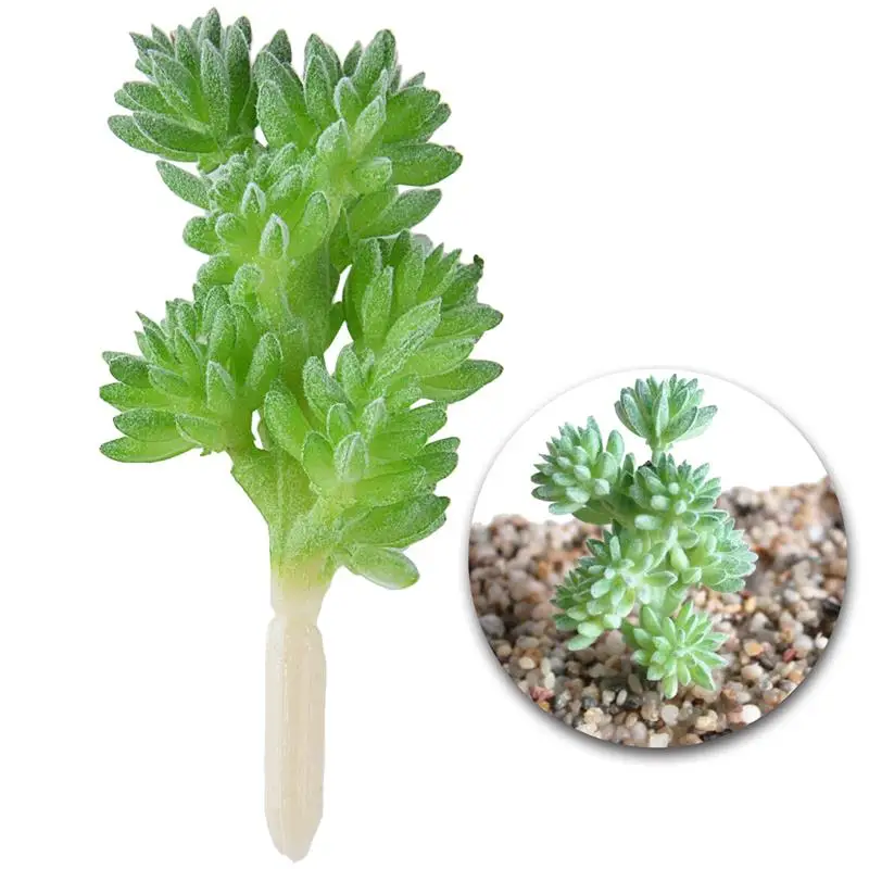 5 Artificial Succulents Green Flocking Plant Bonsai Desktop Fake Plants Valentine Day Christmas Wedding Decoration Plante - Цвет: 5