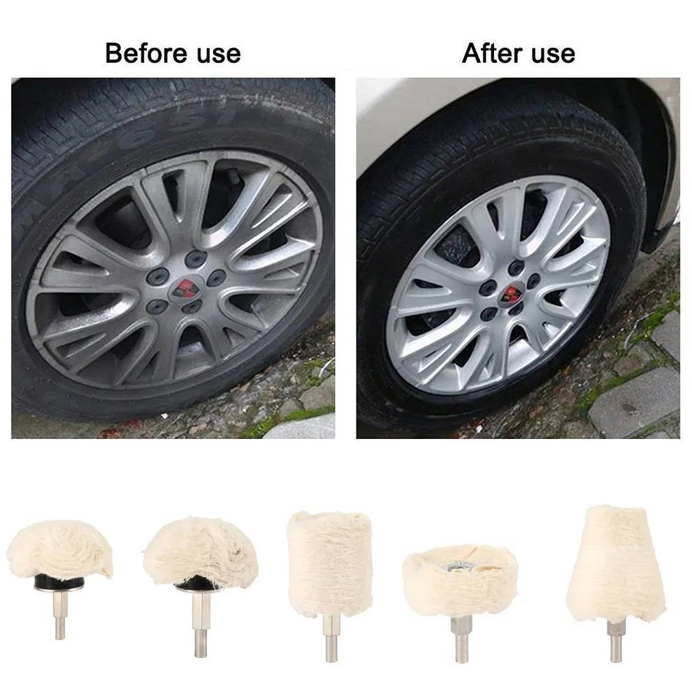 

5Pcs 6mm Grinding Head For Drill Polishing Mop Buffing Wheel Rims For Mag Wheels Cotton Pad Car Motorcycle Kit T-type Waxing