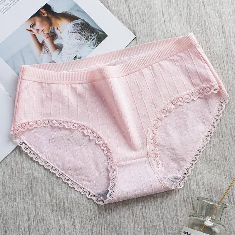 Хлопковые трусы полосатые трусики Трусы со средней талией женское сексуальное
