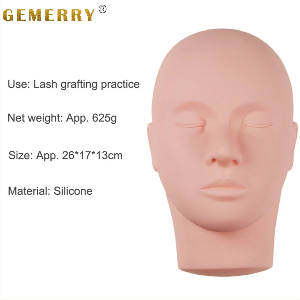Силиконовая тренировочная головка для наращивания ресниц модель обучения