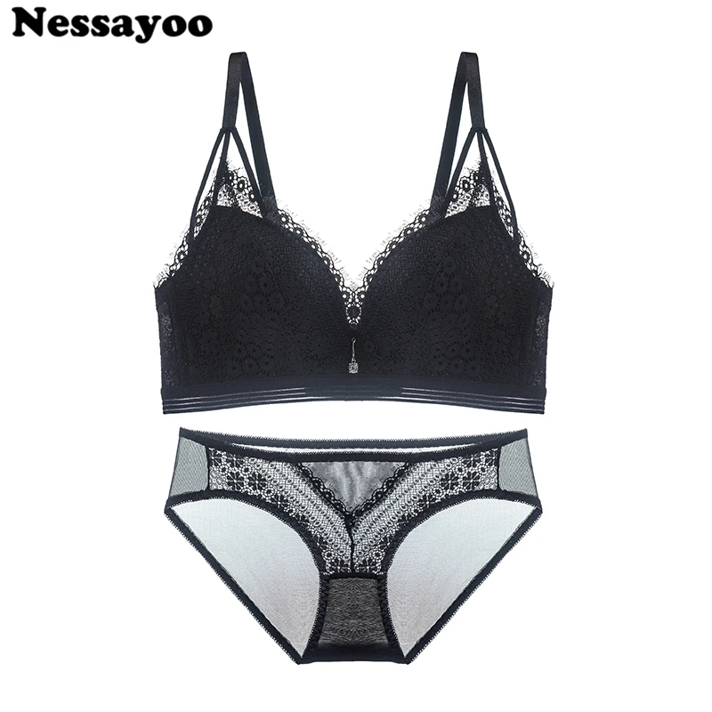 Vest Bra Sets For Women Sexy Lingerie Wireless Set Deep-V Bralette Lace Bras Push Up Minimizer Small Breast Top Bh Brassiere | Женская
