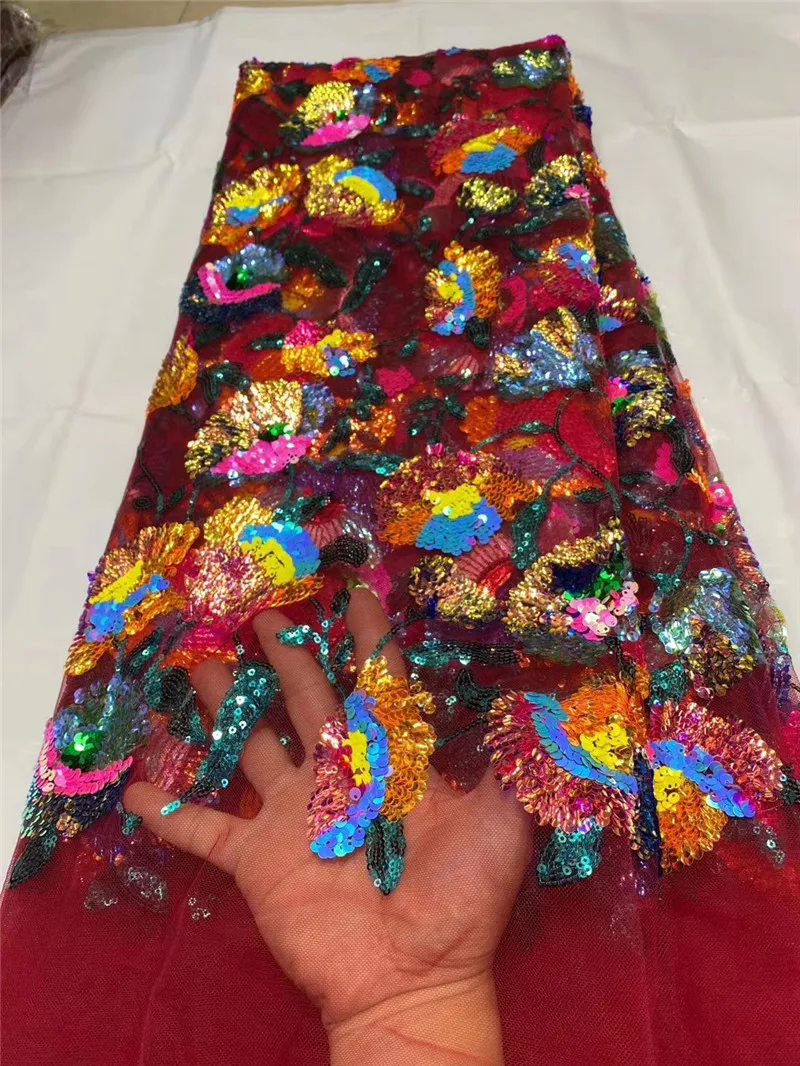 Яркие блестки цветы модный дизайн искусственная Тюль Вышивка французская Сетка