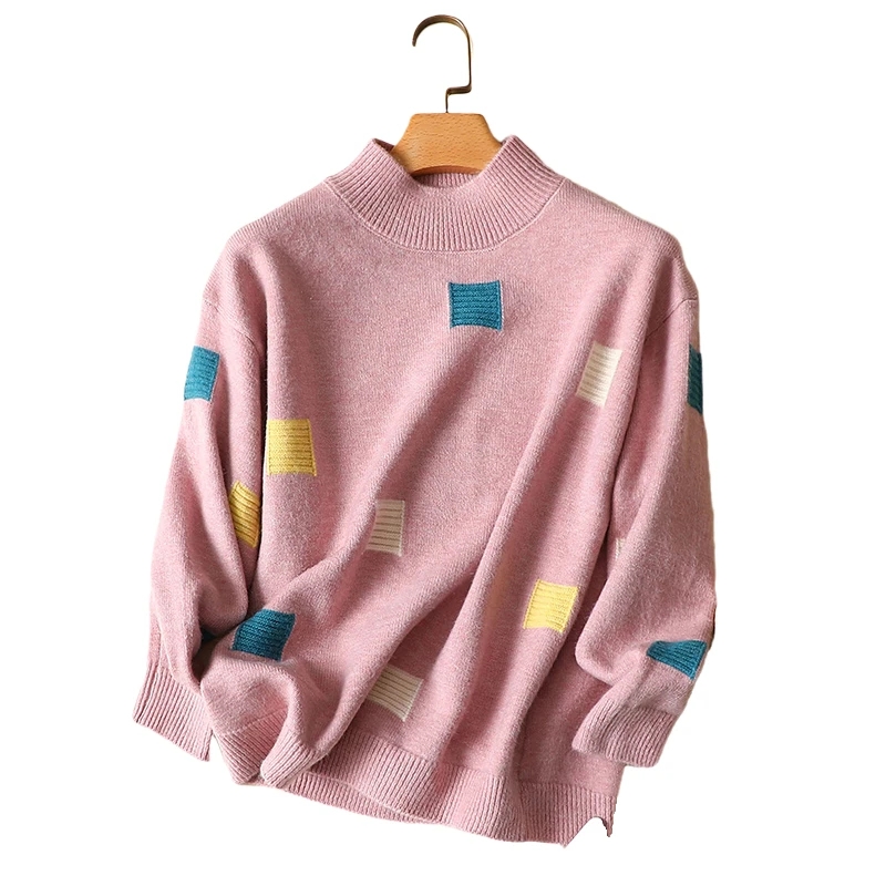 

2020 Winter New Plaid Women Sweaters Knitted Loose Thicken Warm All Match Casual Office Lady Elegant Pullovers Outwear Tops
