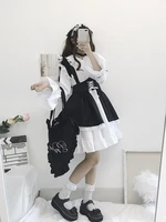 high waist summer ruffle animation clothes sexy cartoon clothes japanese 2021 woman kawaii maid dress black cosplay lolita dress