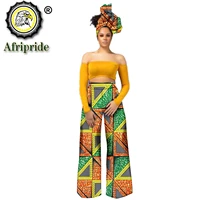 african clothing for woman bazin riche embroidery design long pants with scarf dashiki print ankara afripride s1921002