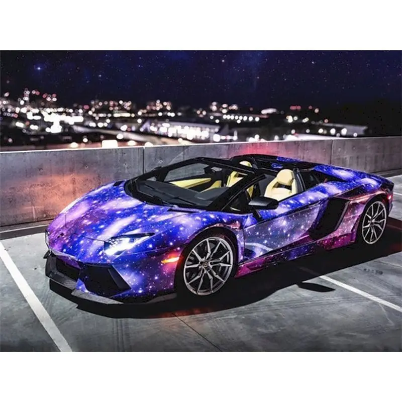

GATYZTORY Pictures By Number Purple Car Kits Painting By Number Landscape Drawing On Canvas DIY Frame Modern HandPainted Art Gif