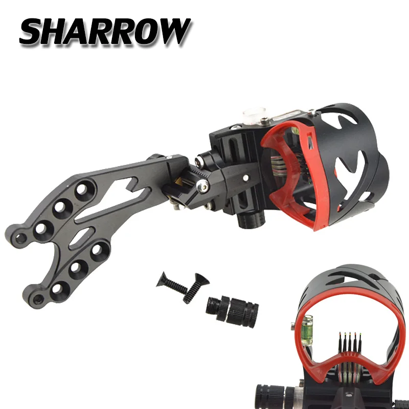 

5-контактный блочный лук для стрельбы из лука, лазерная светодиодная Регулировка освещения, оптическое волокно, микро оптический прицел, Ох...