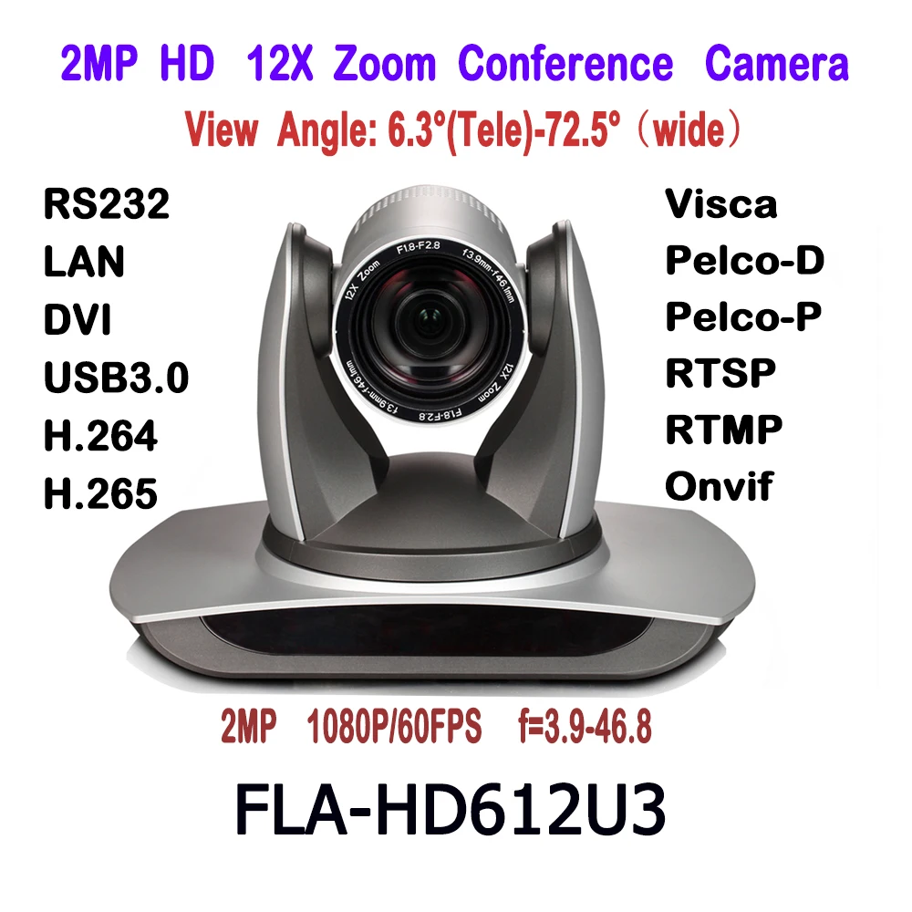 

12X USB 3.0 PTZ 1080p Video Conference 1080P 60fps H.265 RJ45 IP Camera 2MP
