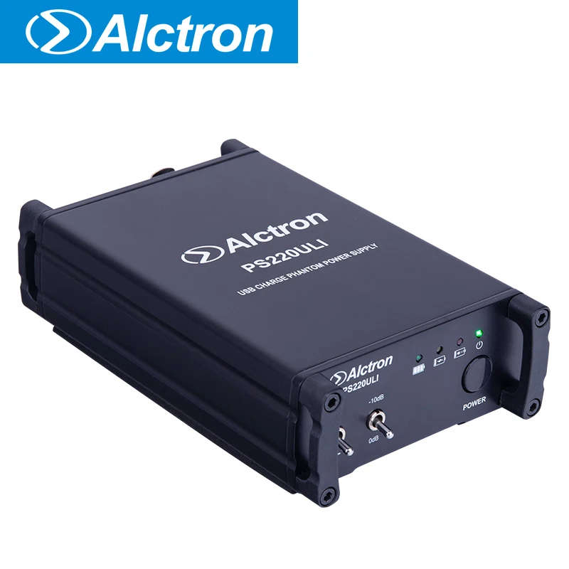 Alctron PS220ULI 3.7V lithuim battery 48V phantom power supply used in studio, stage performance. 3.7V/adaptor two power supply