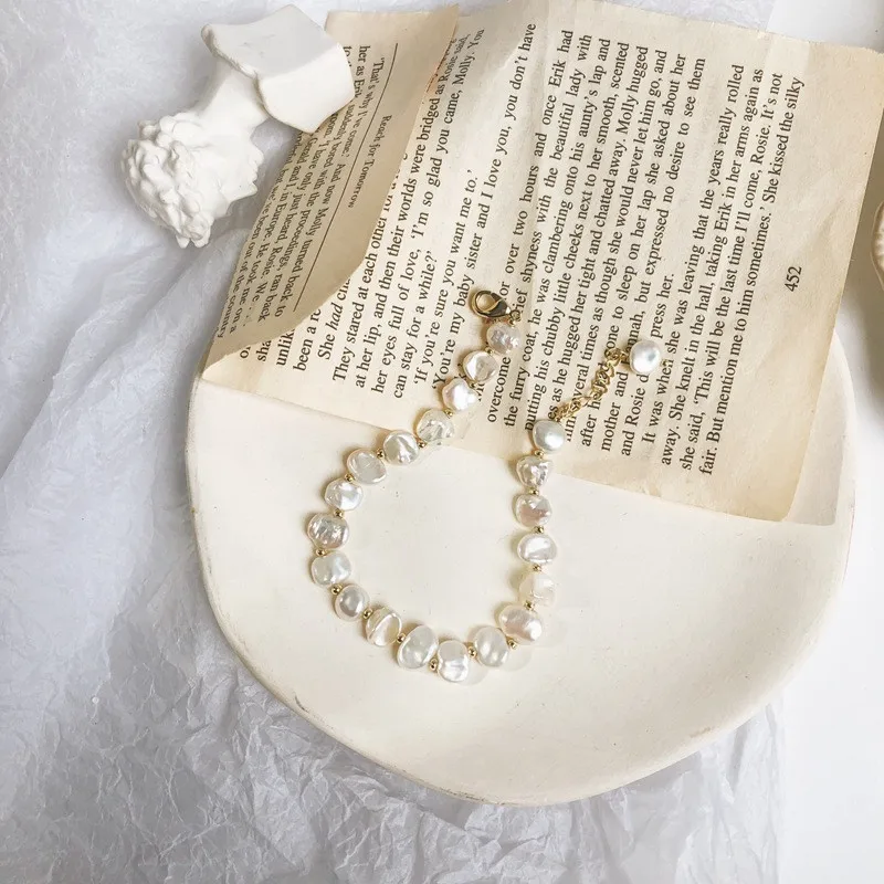 Простой стильный плоский жемчужный браслет из ракушек женская бижутерия ручной