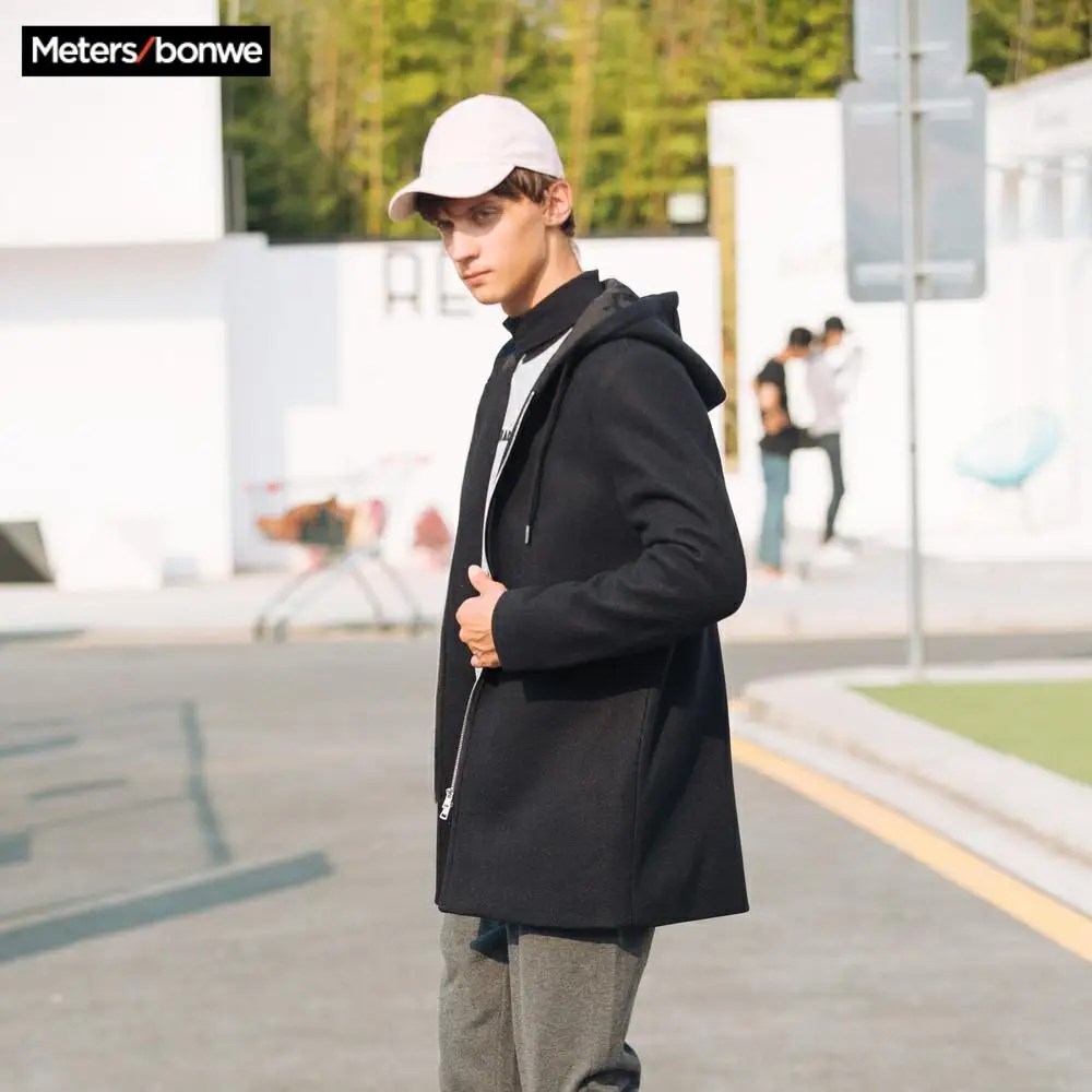 METERSBONWE толстовки новые зимние мужские шерстяные пальто простое средней длины