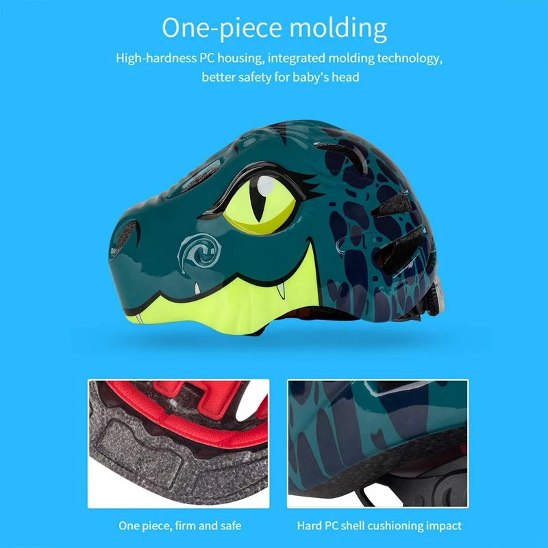 Dropship-Kids Bike Helmet Design Dinosaur Pattern Safety Cycling MTB Ultralight Adjustable From Toddler | Спорт и развлечения