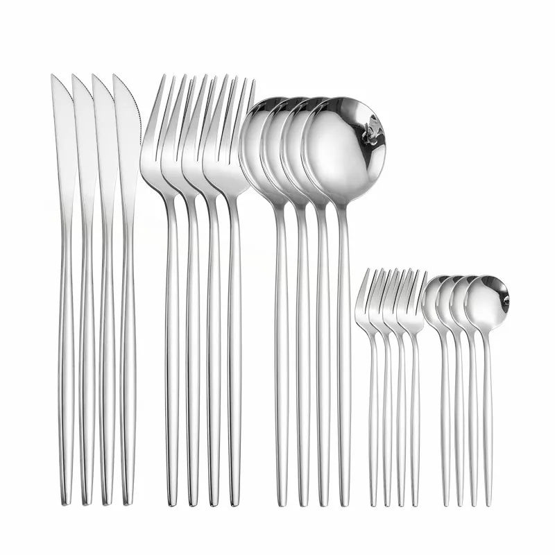 

Dinnerware Set Stainless Steel Tableware Dinner Set 20Pcs Silverware Fork Spoon Knife Cutlery Set Kitchen Eco Friendly Flatware