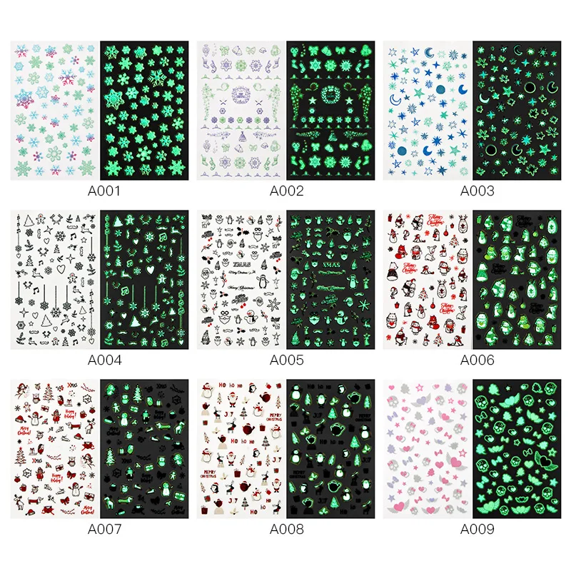 Флуоресцентные цветные наклейки на ногти с четырьмя лилилиями зеленые буквы