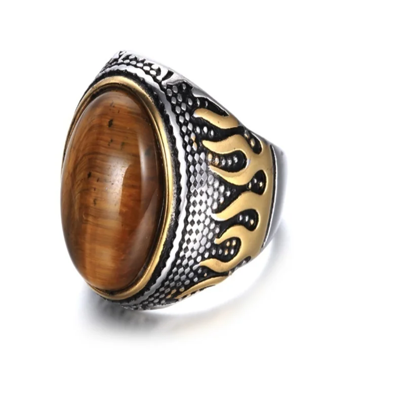 Ретро драгоценный камень кольцо для творческих личностей Нержавеющая сталь