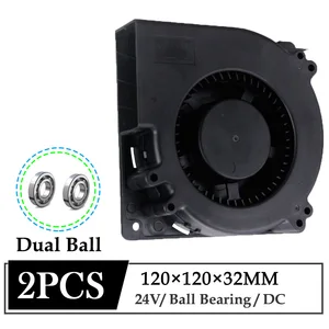 2 шт. Gdstime 24 В постоянного тока 12 мм 120 мм x 120 мм x 32 мм двойной шариковый Промышленный Портативный охлаждающий вентилятор 120x32 мм 12 см PC Turbo Вентилятор охлаждения