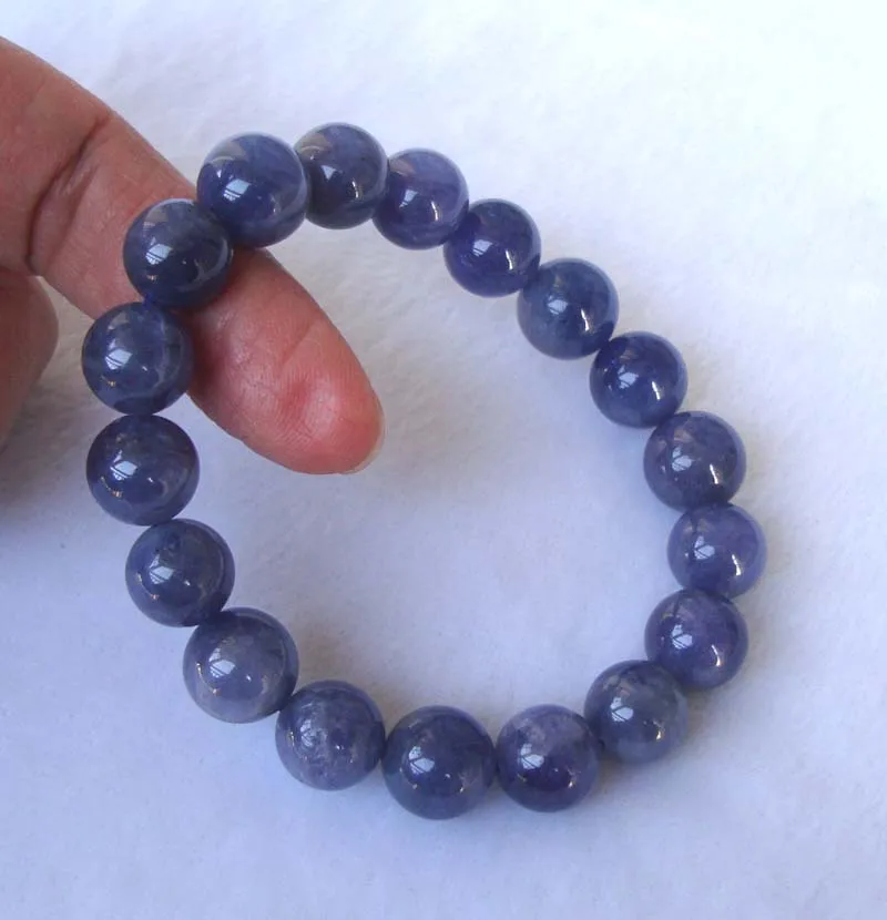 Браслет с бусинами из натурального танзанита 11 мм | Украшения и аксессуары