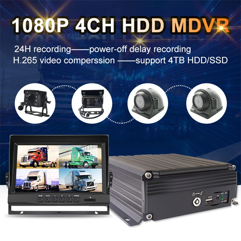 4-канальный Автомобильный видеорегистратор TEXOSA мобильный HDD 1080P регистратор GPS 4G