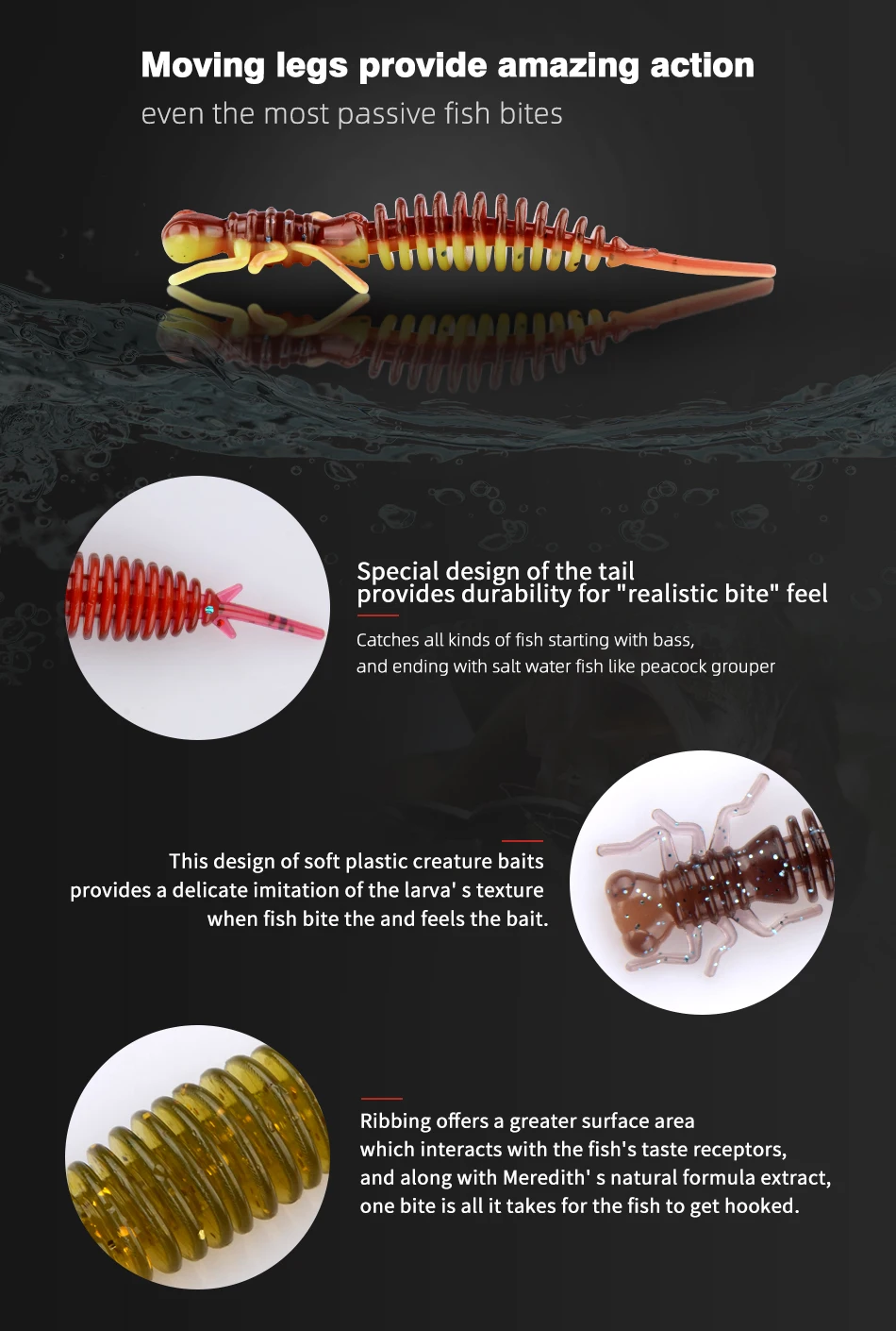 Мягкие приманки MEREDITH Larva, 50 мм, 62 мм, 85 мм, искусственные приманки, силиконовая приманка для ловли червя, приманка для ловли щуки, гольян, плавающая приманка, пластиковые приманки