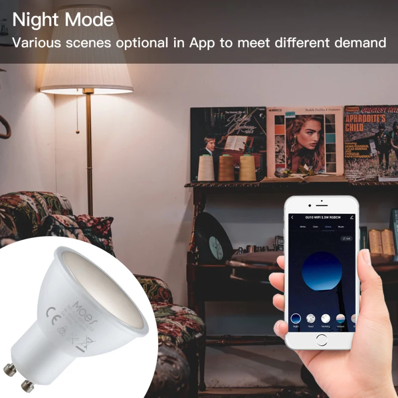 

Wireless Smart Home WiFi LED GU10 Bulbs Work With Alexa Google Home RGBW C+W 5W Lamps Tuya Smart Life APP Remote Timer Light