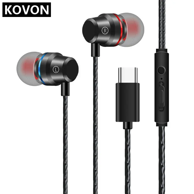 Проводные наушники с микрофоном и разъемом типа Mega Bass цвета: красный розовый