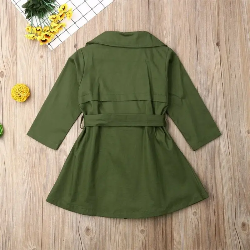 

2019 Autumn Winter Baby Kid Girl Trench Coat Outwear Overcoat Fashion Long Sleeve Casual Trench Girl Clothes