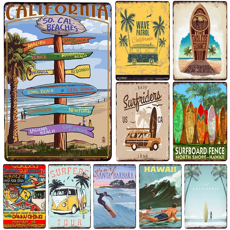 California Metal Plate Tin Sign Plaque Vintage Decor Poster Home Bar Pub Cafe Decoration Posters | Дом и сад
