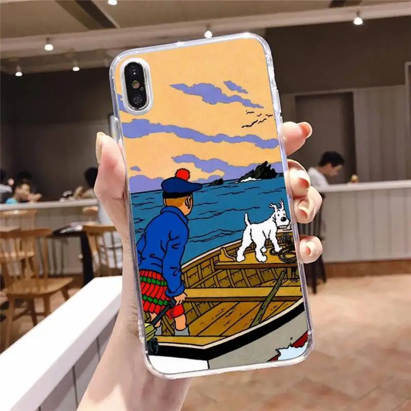 

The Adventures of Tintin cartoon Phone Case Transparent for iPhone 6 7 8 11 12 s mini pro X XS XR MAX Plus