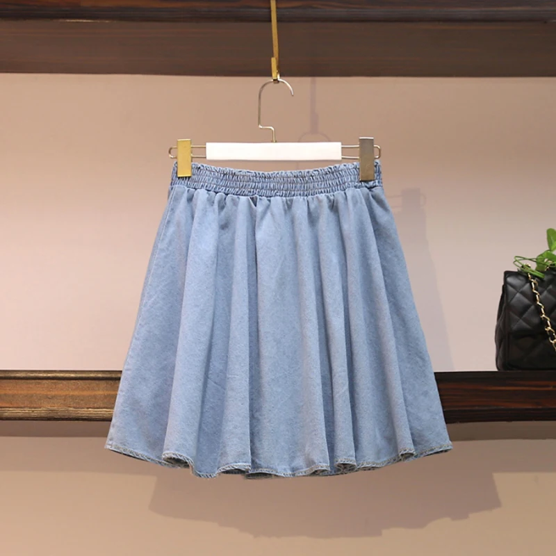 Женская юбка-трапеция Zoki, джинсовая мини-юбка с эластичной завышенной талией, модель 2020 в Корейском стиле на лето от AliExpress WW
