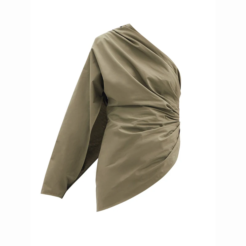 Женская Повседневная футболка TWOTWINSTYLE белая с длинным рукавом и асимметричным