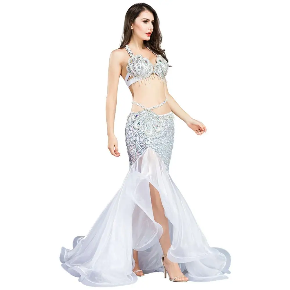 Профессиональный Bellydance сценический костюм набор костюма для танца живота Павлин блестки красивая сексуальная одежда для танца живота