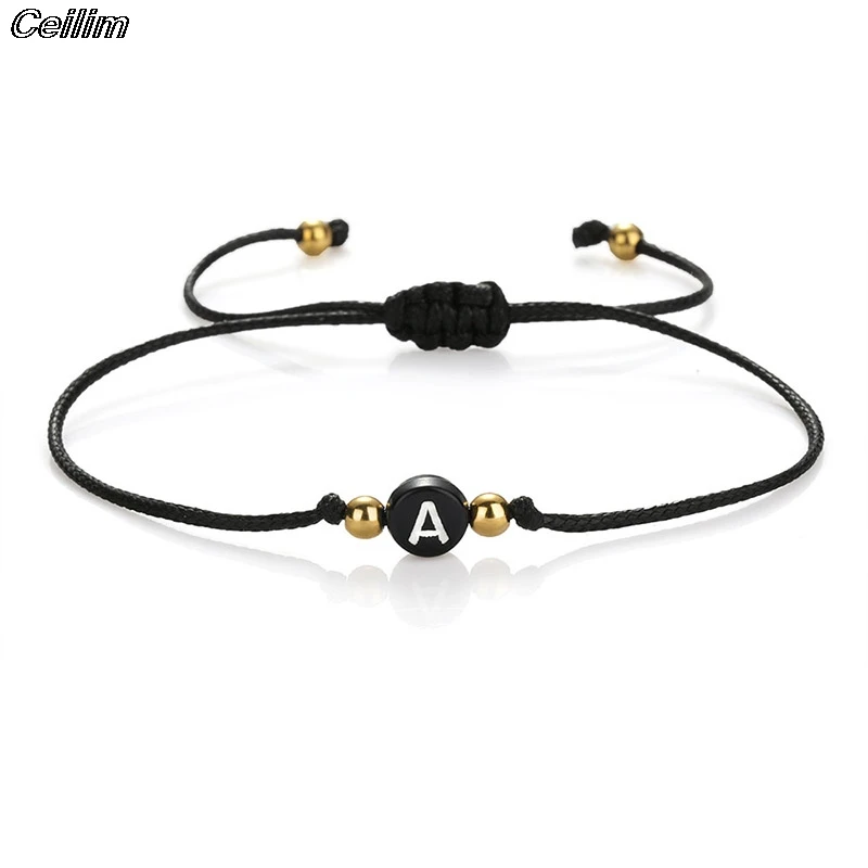 Браслет с инициалами имени для мужчин и женщин регулируемый браслет 26 буквами