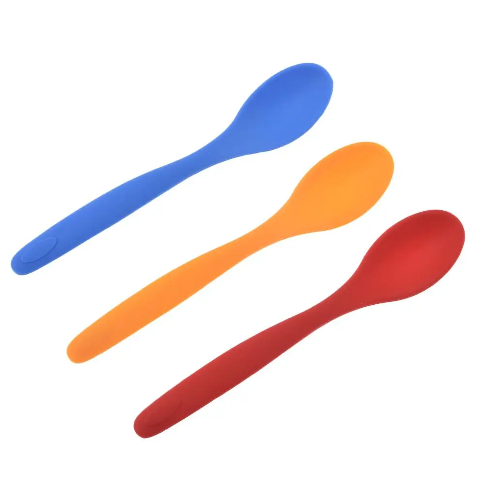 

Soup Spoon Spatula Tableware Baby Practice Tool Silicone Spoon Kitchen Baking Tray Accessories Cake Spatula Cooking Tool Spoon